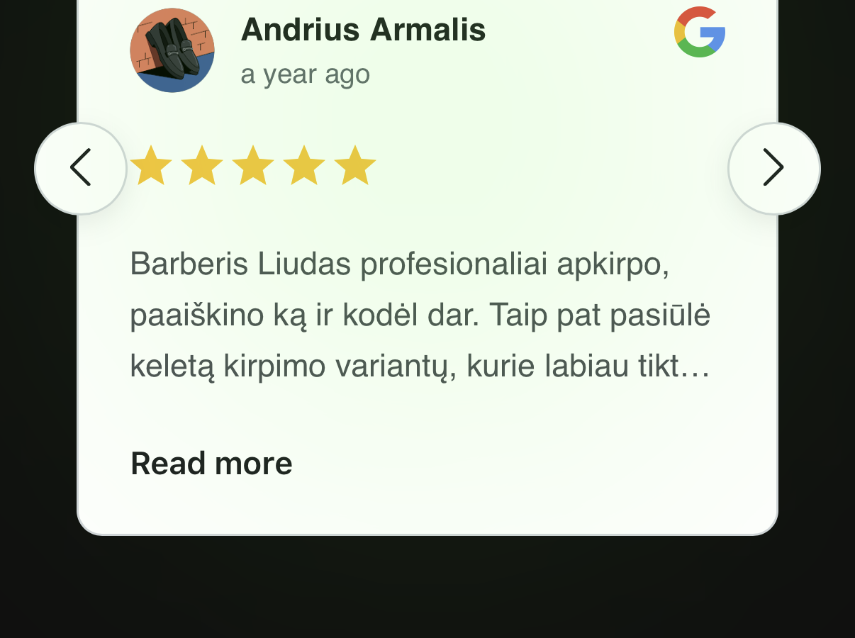 Andriaus atsiliepimas Google