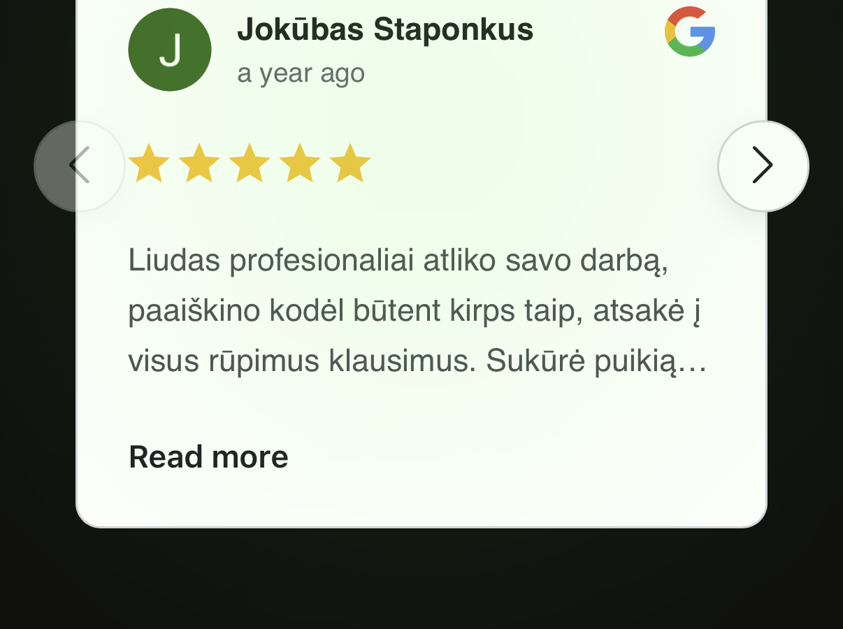 Jokūbo atsiliepimas Google